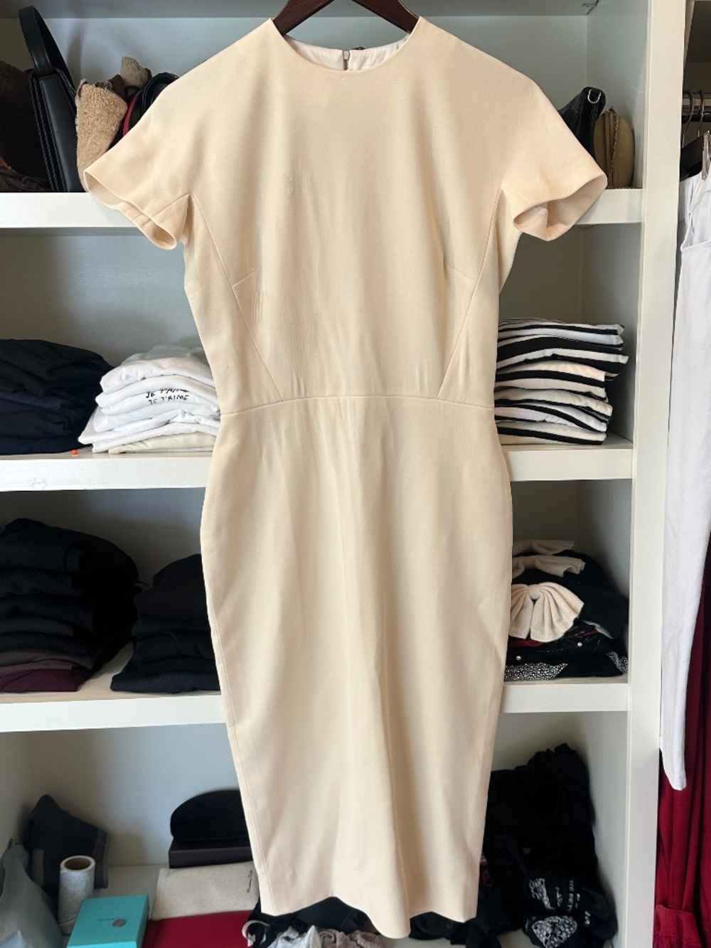 Victoria Beckham Cream Pencil Dress
